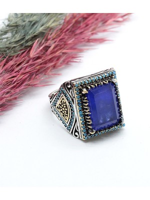 Canka Parahiba Turmalin Taşlı 925 Ayar Gümüş Erkek Yüzük