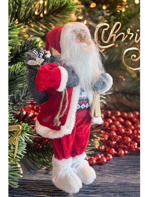 Büyük Boy Noel Baba Biblo, 45CM, Hediye Çuvalı ve Aksesuarlar ile