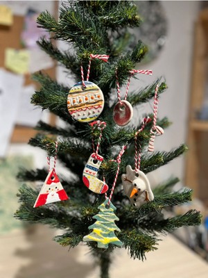 El Yapımı Kil Süsleme 7 Parça Seti, Yılbaşı ve Parti Dekoru