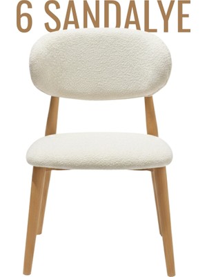 Gesso Bohem Tarz Doğal Kayın İskeletli Teddy Kumaş Sandalye – Modern & Konforlu Tasarım