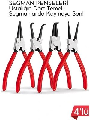 Brf Bfs Profesyonel 4'lü Segman Pensesi Seti | 18 cm | Iç Dış Eğri Düz Uçlu Yaylı Pense Takım�