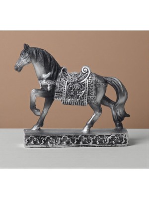 Lüks Nakış Işlemeli At Heykeli, Dekoratif Masaüstü Biblo, 12 cm
