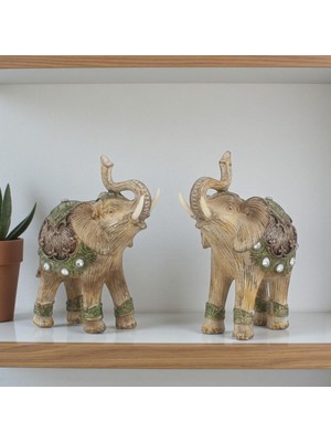 Nakış Işlemeli Feng Shui Fil Biblo Seti, Ev ve Ofis Dekorasyonu