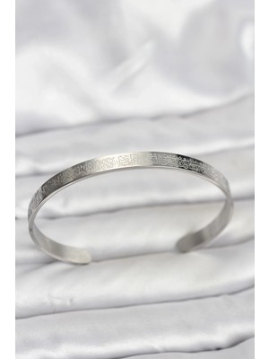 Butik 316L Çelik Gümüş Renk Ayetel Kürsi Yazılı Bileklik