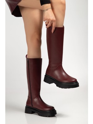 Shemard 236-340 Bordo Fermuarlı Günlük Kadın Çizme