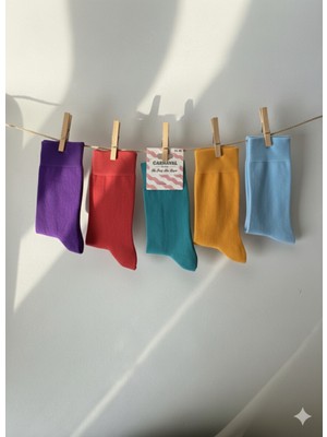 Carnaval Socks 5’li Pastel Renkli Çorap Moda Kutusu – Unisex Premium Çorap Seti