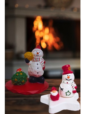 Yılbaşı Temalı Minyatür Kardan Adam ve Noel Baba Masa Süsü Seti