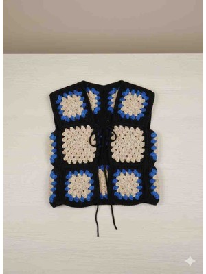 Linas Collection El Yapımı Motifli Çocuk Yelek 8-10 Yaş