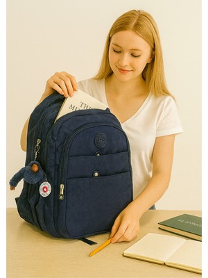 Unisex Krinkıl Kumaş Sırt Çantası Ortaokul Lise  Çantası  Seyahat Çantası Su Geçirmez Spor Çantası