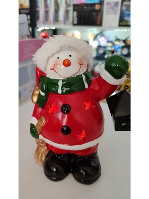 Yılbaşı Temalı Işıklı Noel Baba ve Kardan Adam Süs Biblo 20CM×10CM