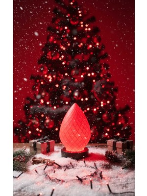 Işık Desenli Dekoratif Gece Lambası, Pilli Mum ve LED Aydınlatmalı, Masa Üstü