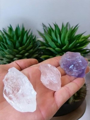 Doğal Ham Ametist ve Pembe Kuvars Kristal Taşı Kütlesi