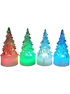 Yılbaşı Temalı Ledli Çam Biblo, Ev Dekorasyonu Için Şık Süs