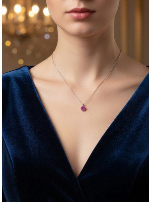 Zarene Silver Mercan Işıltısı Kolye 925 Ayar Gümüş Pembe Kolye