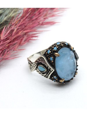 Canka Parahiba Turmalin Taşlı 925 Ayar Gümüş Erkek Yüzük