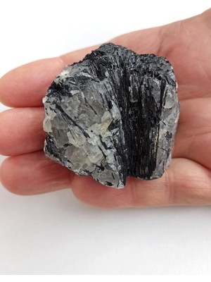 Siyah Turmalinli Kuvars Doğal Taş Parça, Enerji Dengeleyici, Şifa ve Dekorasyon
