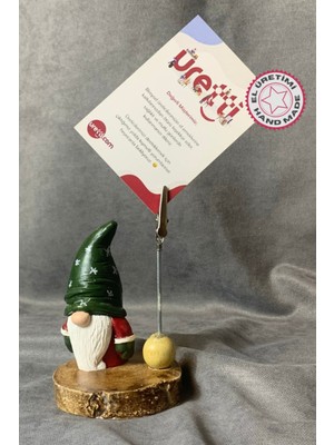 El Yapımı Yılbaşı Cücesi Dekoratif Biblo ve Not Tutacağı, 10X10 Cm, Yeşil