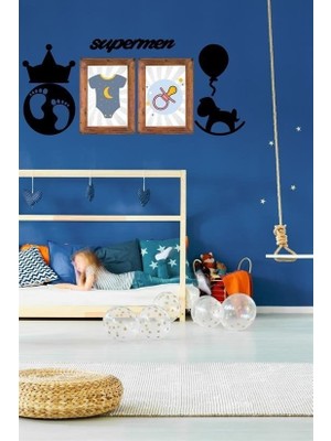 Buffer® DECO103 Supermen Dekoratif Duvar Süsü Tablo Aksesuar Ahşap Tasarım Hediye Pano Sticker Seti