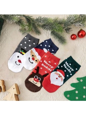 Feyza Design 4'lü Unisex Yılbaşı Patik Bilek Çorap Seti