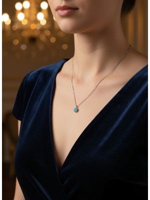 Zarene Silver Mercan Işıltısı Kolye 925 Ayar Mavi Gümüş Kolye