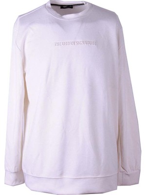 Trender Sıgnature O Yaka Beyaz Erkek Sweatshirt 234