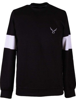 Trender Parça Kol O Yaka Siyah Erkek Sweatshirt 229