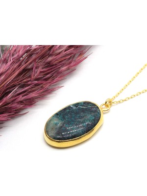 Canka Sıvama Krizokol Taşı Gümüş Kolye