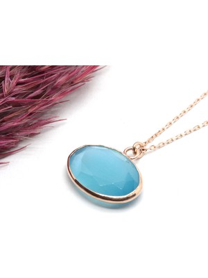 Canka Aquamarin Taşlı Sıvama Gümüş Kolye