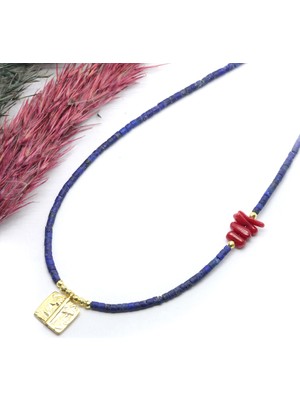 Canka Mercan Afgan Taşı Tasarım Gümüş Kolye