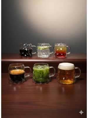 Yakut Yeni Tarz Salkım Model Kahve Yanı Bardak 6`lı