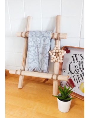 Şık Kayın Ahşap Mini Merdiven Havluluk, Iskandinav Tarzı, 40X33 cm