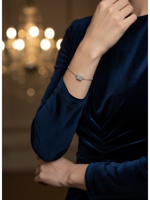 Zarene Silver Kare Işıltı Bileklik 925 Ayar Bileklik