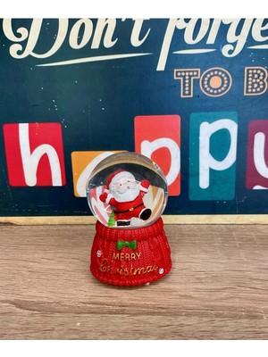 LED Işıklı Mini Kar Küresi 7cm, Noel Baba Dekoratif Biblo, Yılbaşı Hediye