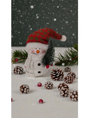 Yılbaşına Özel Kardan Adam Biblo Süs, 13 Cm, Şık Dekorasyon Parçası