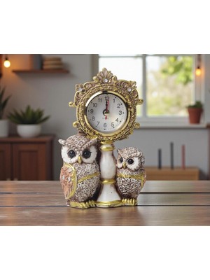 Lüks Işlemeli Baykuş Heykeli Çiftli, 17 Cm, Ev & Ofis Dekorasyonu