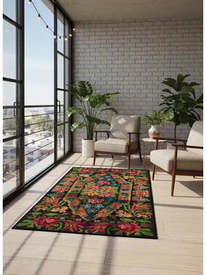 Rose'n Home Arte HD018 Çiçek Desenli Dekoratif Şönil Salon Oturma Odası Mutfak Halısı