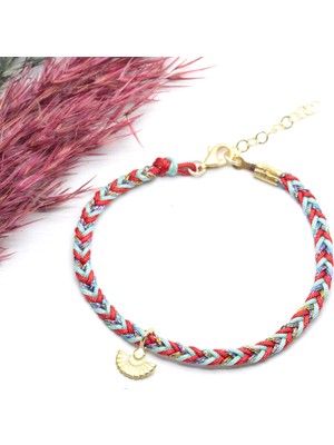 Canka Örme İp Deniz Kabuğu Sallantılı Gümüş Bileklik