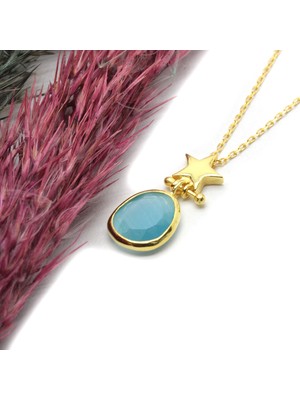 Canka Kedi Gözü Taşlı Gümüş Kolye