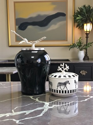 Siyah Şah Küp Zebra At Dekoratif Obje Gümüş Feray Home