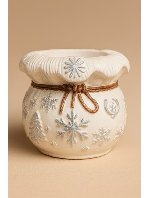 El Yapımı Yılbaşı Temalı Dekoratif Kase ve Mumluk Seti