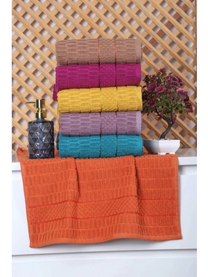 Mira Home 6 Lı Renkli El Yüz Pamuklu Jakarlı Havlu Seti 50 x 90 cm Platin