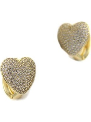 Royaleks Taşlı Kalp Küpe - Altın