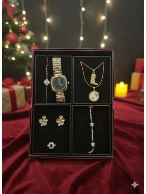 Advent Calendar Takı Seti Gold Renkli 7li Sürpriz Lüks Paket