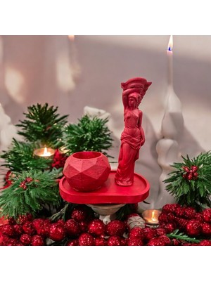 Şık Yunan Tarzı Kadın Heykel Biblo ve Mumluk Seti, Dekoratif Aksesuar