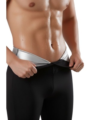 Sauna Agraflı Tayt – Termal Etkili, Bacak ve Göbek Toparlayıcı ve Bel Incelten Yüksek Bel Korse Spor Taytı - Siyah - Elilom