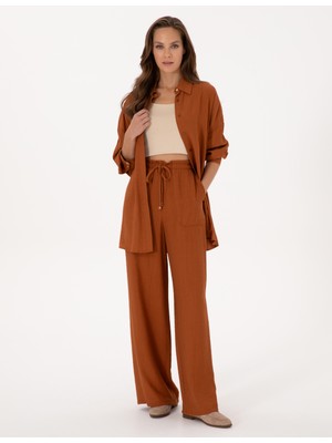 Pierre Cardin Kadın Tarçın Loose Fit Kanvas Pantolon 50313701-VR191