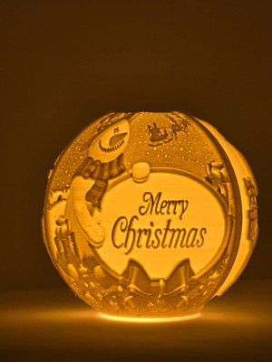 Işıklı Yılbaşı Küresi, LED Pilli Mum Dekor, Masaüstü Atmosfer Lambası