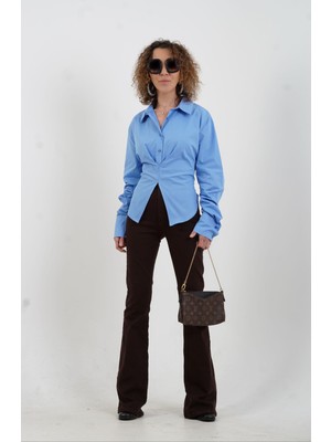 Zelish My Sister Kahve Pensli Ispanyol Paça Denim Pantolon