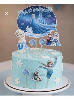 Sinem Gift Elsa Pasta Süsü - Elsalı 6 Lı Cupcake - Elsa Konseptli Süs - Elsa Frozen Doğum Günü