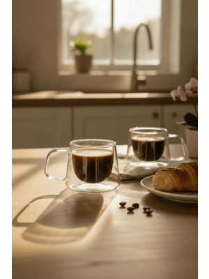 Heredot 2 Adet 120 ml Çift Cidarlı Cam Kahve Espresso Bardağı MIT1283